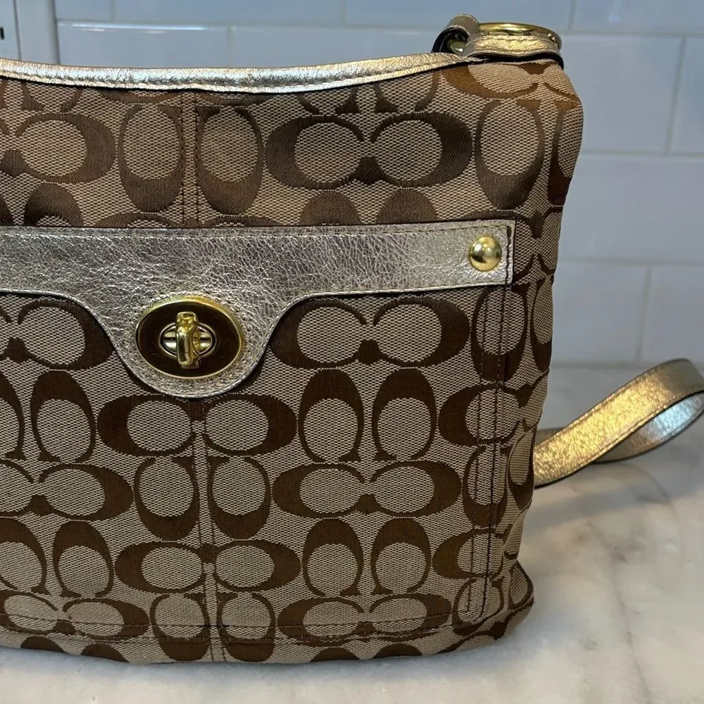 Coach Crossbody Purse Handbag Penelope Jacquard Signature Logo Hippie Bag